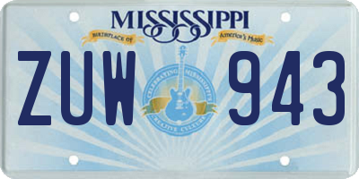 MS license plate ZUW943
