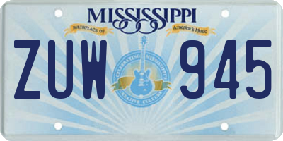 MS license plate ZUW945