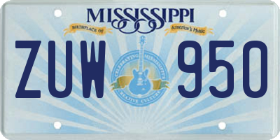 MS license plate ZUW950