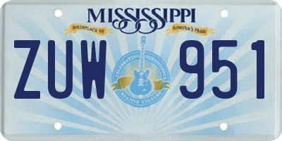 MS license plate ZUW951