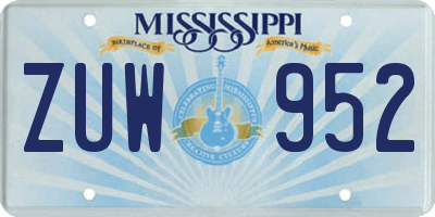 MS license plate ZUW952