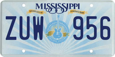 MS license plate ZUW956