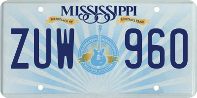 MS license plate ZUW960