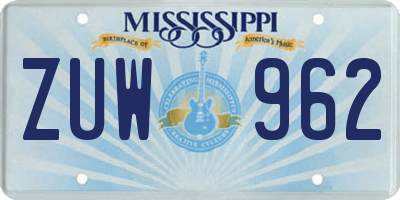 MS license plate ZUW962