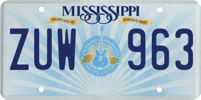 MS license plate ZUW963