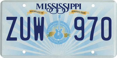 MS license plate ZUW970