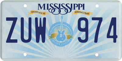 MS license plate ZUW974