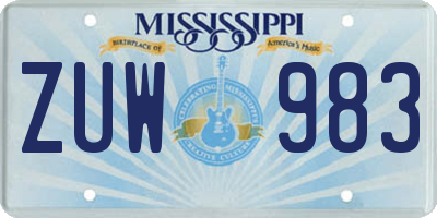 MS license plate ZUW983