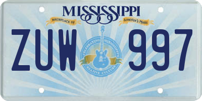MS license plate ZUW997