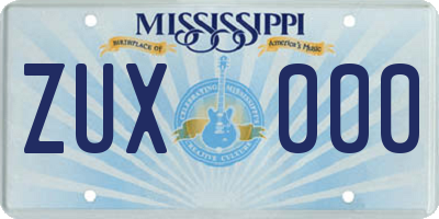 MS license plate ZUX000