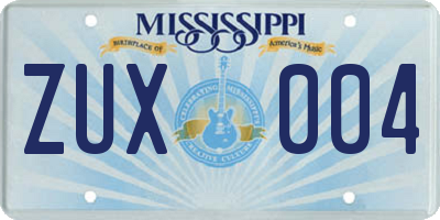 MS license plate ZUX004
