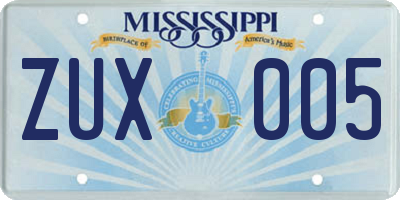 MS license plate ZUX005
