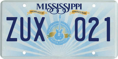 MS license plate ZUX021