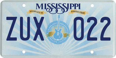 MS license plate ZUX022