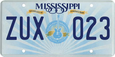 MS license plate ZUX023