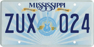 MS license plate ZUX024