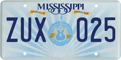 MS license plate ZUX025