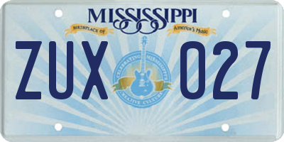 MS license plate ZUX027