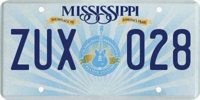 MS license plate ZUX028