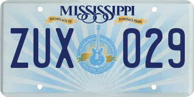 MS license plate ZUX029