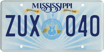 MS license plate ZUX040