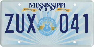 MS license plate ZUX041