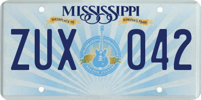 MS license plate ZUX042