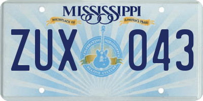 MS license plate ZUX043