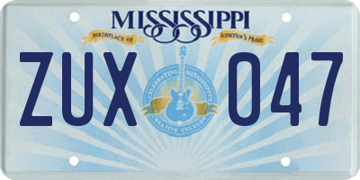 MS license plate ZUX047