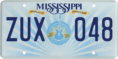 MS license plate ZUX048