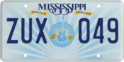 MS license plate ZUX049