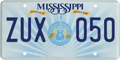 MS license plate ZUX050