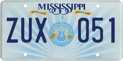 MS license plate ZUX051