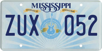 MS license plate ZUX052