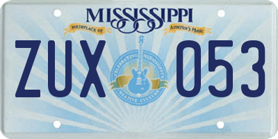 MS license plate ZUX053