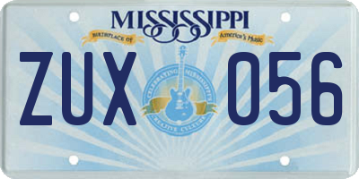 MS license plate ZUX056