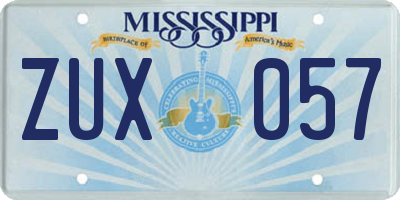 MS license plate ZUX057