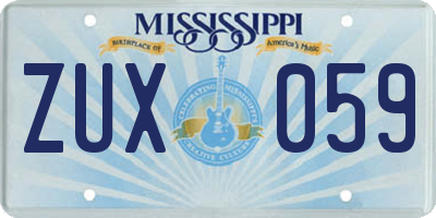 MS license plate ZUX059