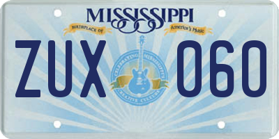MS license plate ZUX060