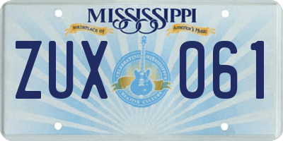 MS license plate ZUX061