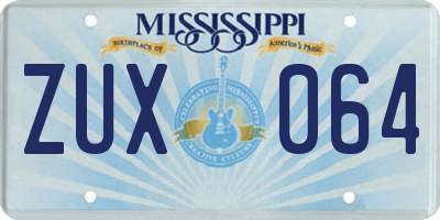 MS license plate ZUX064