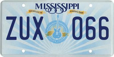 MS license plate ZUX066