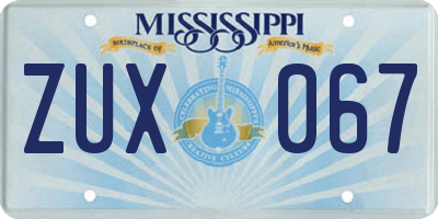 MS license plate ZUX067