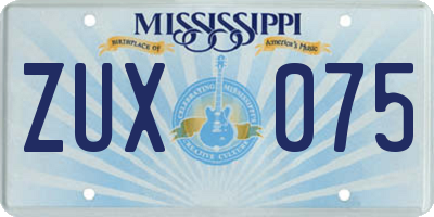 MS license plate ZUX075