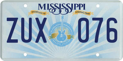 MS license plate ZUX076