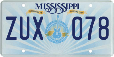 MS license plate ZUX078