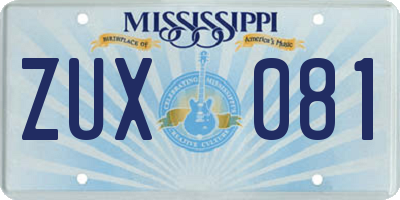 MS license plate ZUX081