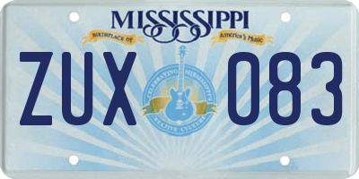 MS license plate ZUX083