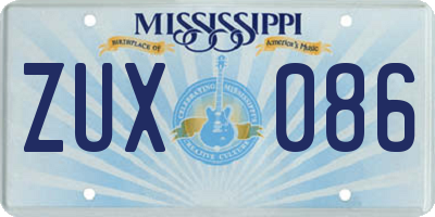 MS license plate ZUX086