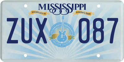 MS license plate ZUX087